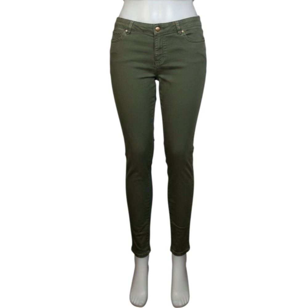 d.jeans Women 14 Olive Green Stretch Twill Pants Mid Rise Casual Comfort Stretch